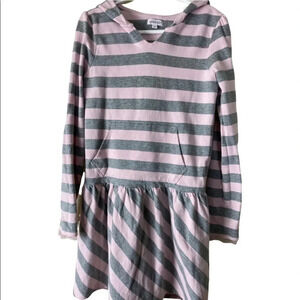 FABKIDS EUC GIRLS PINK GRAY HOODED HODDIE WINTER FALL DRESSES TOPS SIZE M 6 7